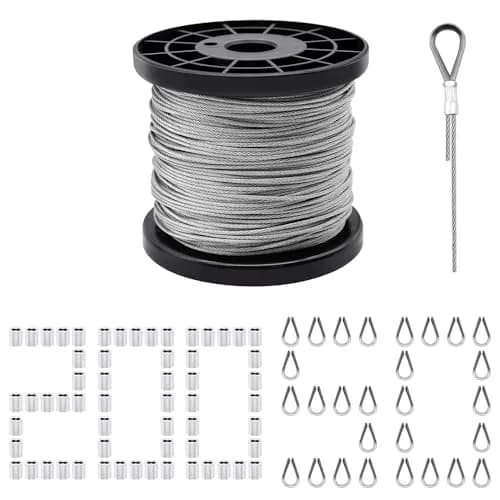 FGBNM Stainless Steel Wire Rope Cable Set 328ft | Rust-Proof & Heavy Duty for Rigging & Hanging thumbnail 1