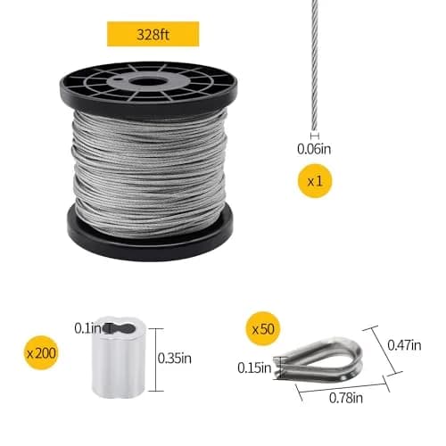 FGBNM Stainless Steel Wire Rope Cable Set 328ft | Rust-Proof & Heavy Duty for Rigging & Hanging thumbnail 2
