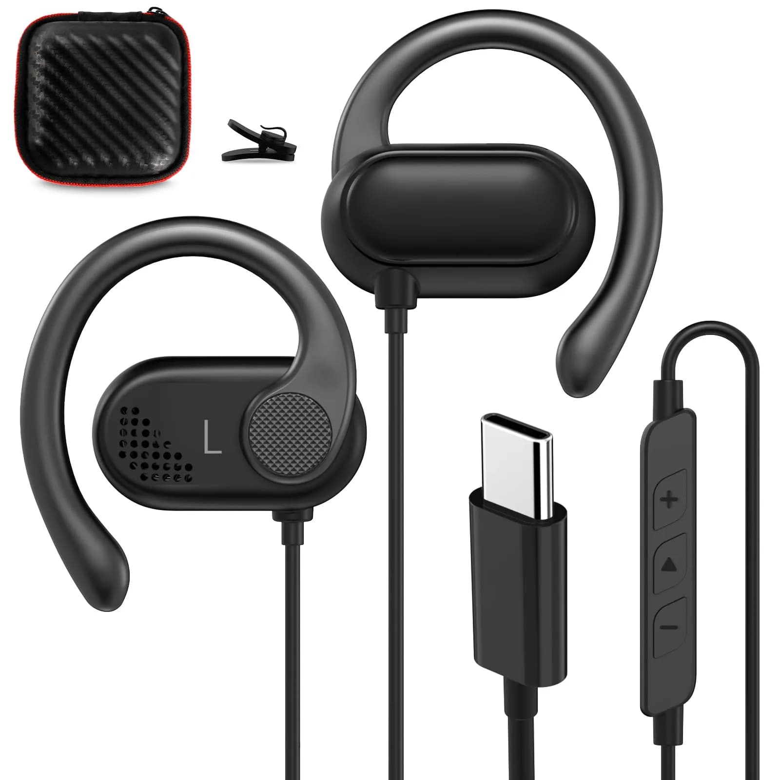 ASKUBSKU Open Ear Earbuds Wired USB C for Samsung S26 Ultra S25 S24 S23 A17 | Sport, Workout & Calls - main product image
