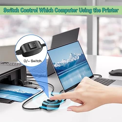Herfair 8FT Printer Cable Splitter for 2 Computers | USB B Male to 2x USB A Male thumbnail 6