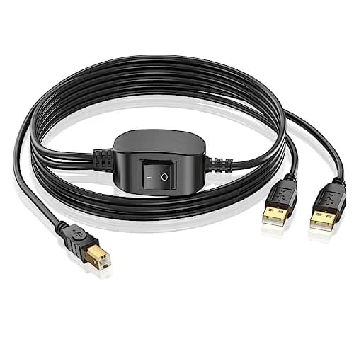 Herfair 8FT Printer Cable Splitter for 2 Computers | USB B Male to 2x USB A Male thumbnail 1