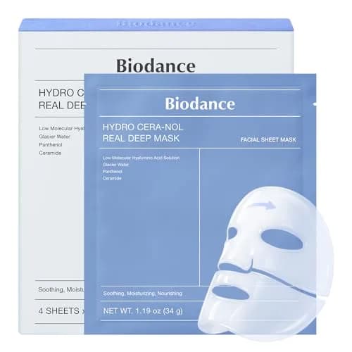 BIODANCE Hydro Cera-nol Real Deep Mask 34g (1.19oz) 4ea | Hydrating Overnight Hydrogel Face Mask for Redness Relief thumbnail 1