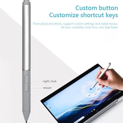 MITATTOK Stylus Pen for HP Elite x2 1013 G3, EliteBook x360 1020 G2, 1030 G2 G3, Pro x2 612 G2 | Silver, Wacom AES Compatible thumbnail 4
