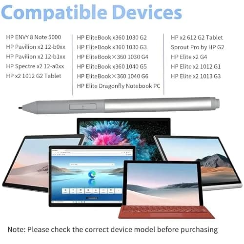 MITATTOK Stylus Pen for HP Elite x2 1013 G3, EliteBook x360 1020 G2, 1030 G2 G3, Pro x2 612 G2 | Silver, Wacom AES Compatible thumbnail 2