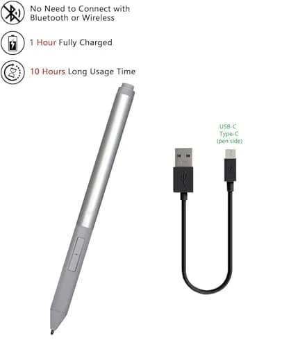 MITATTOK Stylus Pen for HP Elite x2 1013 G3, EliteBook x360 1020 G2, 1030 G2 G3, Pro x2 612 G2 | Silver, Wacom AES Compatible thumbnail 3
