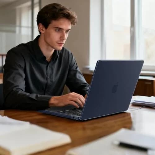 EooCoo Matte Hard Case for MacBook Air 15 inch M5/M4/M3/M2 Chip (Model A3448/A3241/A3114/A2941) | Midnight Clear thumbnail 7