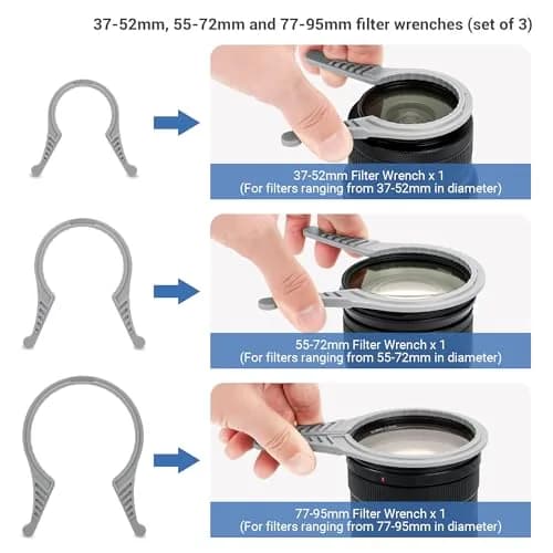 JJC 3-Pack Camera Lens Filter Wrench Kit for 37mm-95mm Filters | Double-Sided Design for CPL UV ND thumbnail 2