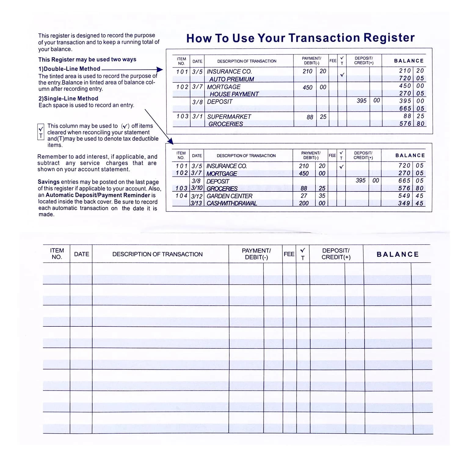 CASMONAL Check Register Book | 12 Pack Bulk Value for Personal & Business Finances - view 2