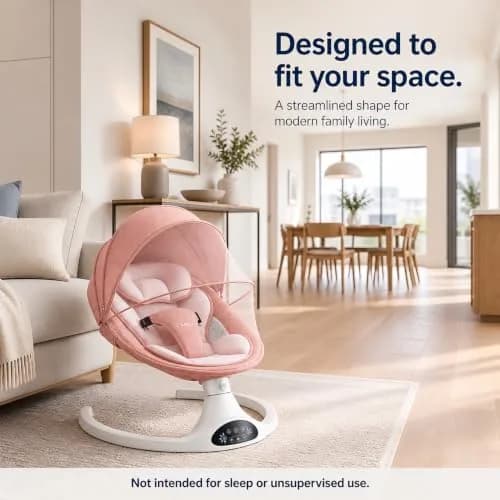 Larex Baby Swing for Infants | Electric Bluetooth Swing with Remote Control, Pink, 5 Speeds, 3 Gear Timer thumbnail 4