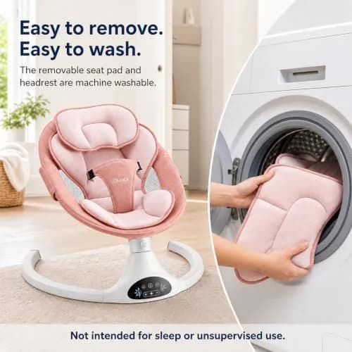 Larex Baby Swing for Infants | Electric Bluetooth Swing with Remote Control, Pink, 5 Speeds, 3 Gear Timer thumbnail 6