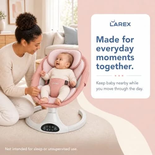 Larex Baby Swing for Infants | Electric Bluetooth Swing with Remote Control, Pink, 5 Speeds, 3 Gear Timer thumbnail 7