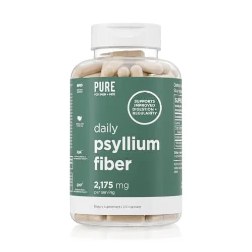 Pure for Men & Her Daily Psyllium Husk Fiber Supplement 250 Capsules | Digestive & Gut Health Support thumbnail 1