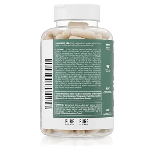 Pure for Men & Her Daily Psyllium Husk Fiber Supplement 250 Capsules | Digestive & Gut Health Support thumbnail 3