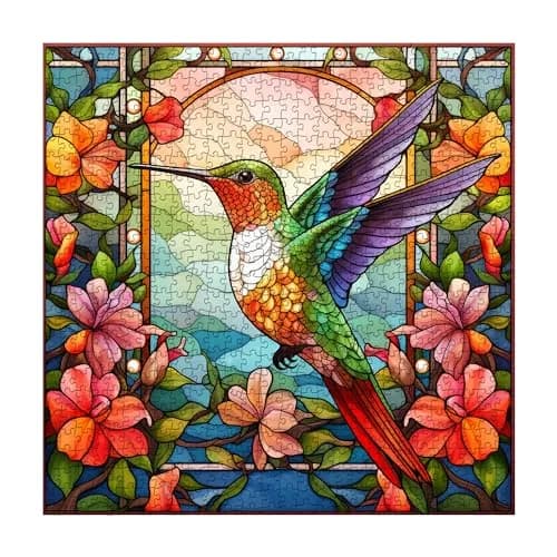 PPuzzling Stained Glass Hummingbird Art Puzzle 1000 Pieces | 58 cm x 58 cm (23.85 in x 23.85 in) thumbnail 1