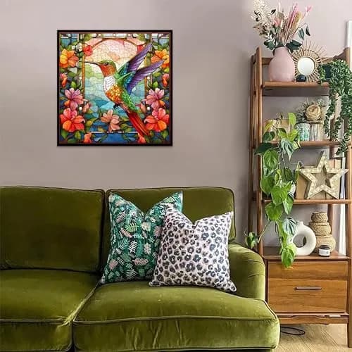 PPuzzling Stained Glass Hummingbird Art Puzzle 1000 Pieces | 58 cm x 58 cm (23.85 in x 23.85 in) thumbnail 7