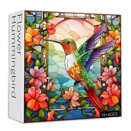 PPuzzling Stained Glass Hummingbird Art Puzzle 1000 Pieces | 58 cm x 58 cm (23.85 in x 23.85 in) thumbnail 2