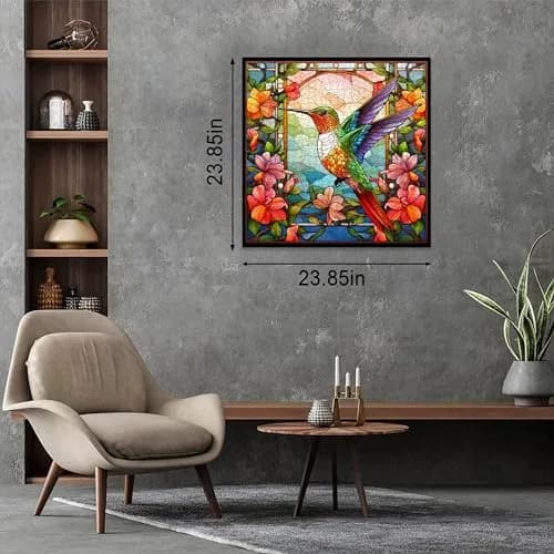PPuzzling Stained Glass Hummingbird Art Puzzle 1000 Pieces | 58 cm x 58 cm (23.85 in x 23.85 in) thumbnail 3