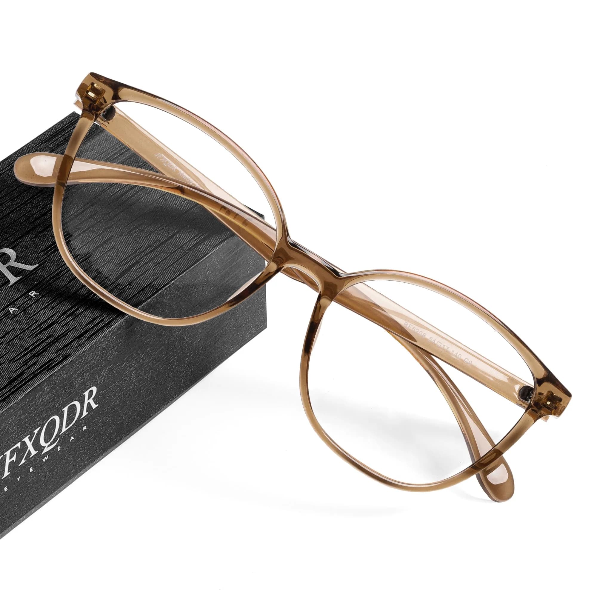 JFXQDR Blue Light Blocking Computer Glasses for Women | UV400 Protection, Lightweight TR90 Frame — Coffee Brown