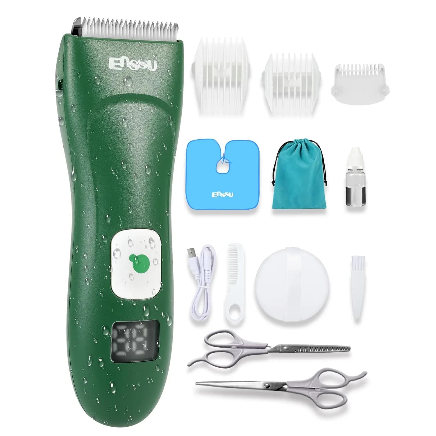 ENSSU Baby Hair Clippers Cordless Hair Clipper for Kids with LED Display, 3-12mm Combs & Accessories