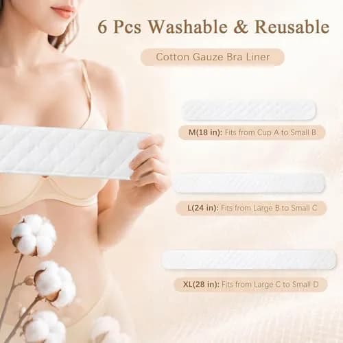 Toulite Cotton Bra Liners Sweat Pads Medium | Soft, Reusable & Breathable for Women thumbnail 2