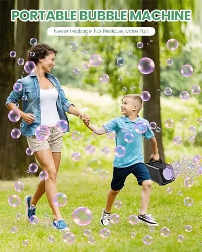 Kizmore Bubble Machine for Kids 7 in (W) x 5 in (L) x 5 in (H) | 20000+ Bubbles/Min, Safe & Portable thumbnail 5