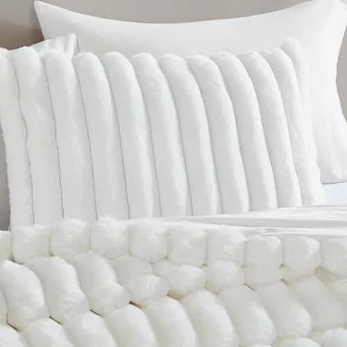 Riverbrook Home Everett Faux Fur Comforter Bedding Set Twin XL | Modern Glam Textured Decor thumbnail 4