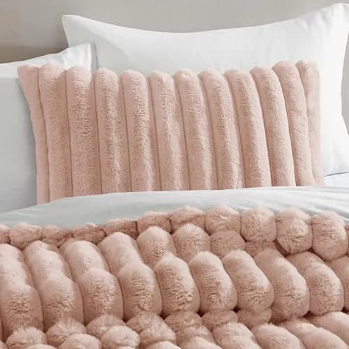 Riverbrook Home Everett Faux Fur Comforter King Size | Textured Decorative Bedding thumbnail 4