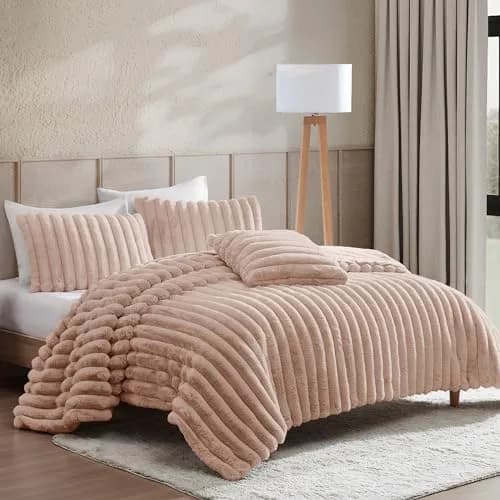 Riverbrook Home Everett Faux Fur Comforter King Size | Textured Decorative Bedding thumbnail 2