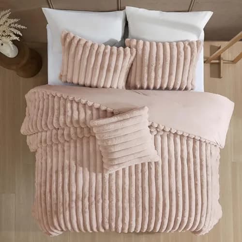 Riverbrook Home Everett Faux Fur Comforter King Size | Textured Decorative Bedding thumbnail 3