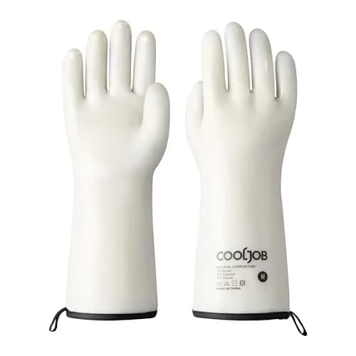 COOLJOB Heat Resistant Oven Gloves, Waterproof BBQ Mitts, White, Medium (1 Pair) thumbnail 1