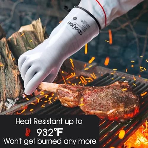 COOLJOB Heat Resistant Oven Gloves, Waterproof BBQ Mitts, Blue, Large (1 Pair) thumbnail 4