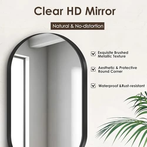 SDHYL 34x20 Inch Oval Bathroom Medicine Cabinet with Mirror | Recessed Wall Mount, Black Aluminum Frame thumbnail 2