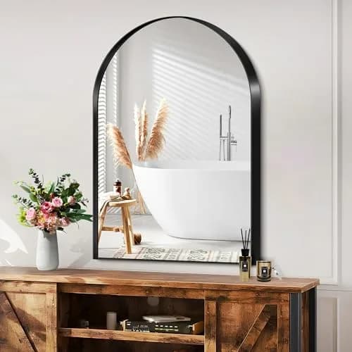 SDHYL 36x24 Inch Arched Bathroom Medicine Cabinet with Mirror Black | Recessed Wall Mount, Aluminum Frame thumbnail 8