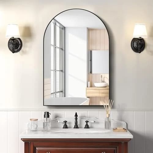 SDHYL 36x24 Inch Arched Bathroom Medicine Cabinet with Mirror Black | Recessed Wall Mount, Aluminum Frame thumbnail 2