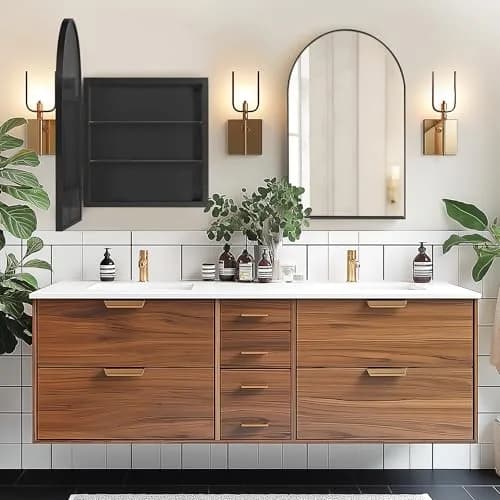 SDHYL 36x24 Inch Arched Bathroom Medicine Cabinet with Mirror Black | Recessed Wall Mount, Aluminum Frame thumbnail 3