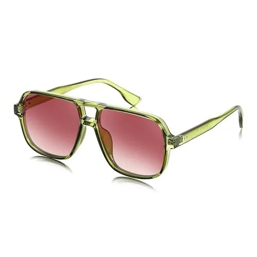 FEISEDY Retro Square Aviator Sunglasses for Women & Men | UV400 Protection, Oversized Shades, 55MM thumbnail 1