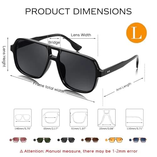 FEISEDY Retro Square Aviator Sunglasses Women Men Oversized Shades 55MM | UV400 Protection & Classic Style thumbnail 6