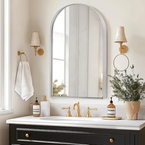 SDHYL Bathroom Medicine Cabinet 36x24 Inch Arched Silver Wall Mount Recessed Mirror thumbnail 1