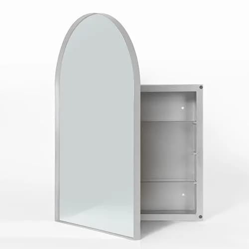 SDHYL Bathroom Medicine Cabinet 36x24 Inch Arched Silver Wall Mount Recessed Mirror thumbnail 8