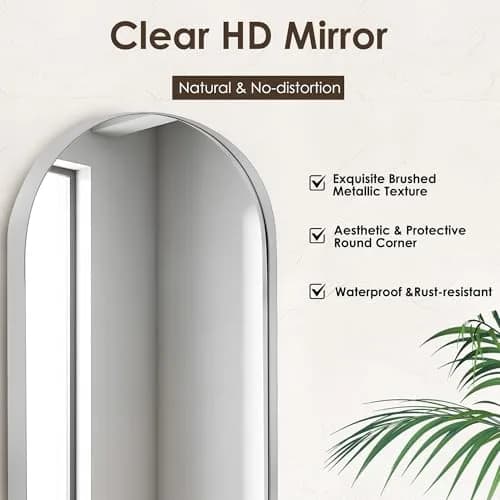 SDHYL Bathroom Medicine Cabinet 36x24 Inch Arched Silver Wall Mount Recessed Mirror thumbnail 3