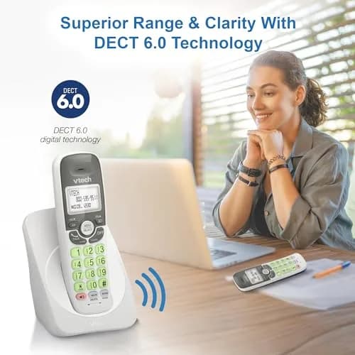 VTech VG131 Cordless Phone with DECT 6.0, Full-Duplex Speakerphone, Lighted Display, Backlit Keypad, Caller ID, Wall Mount | 10.7 cm (4.2 in) Width thumbnail 4