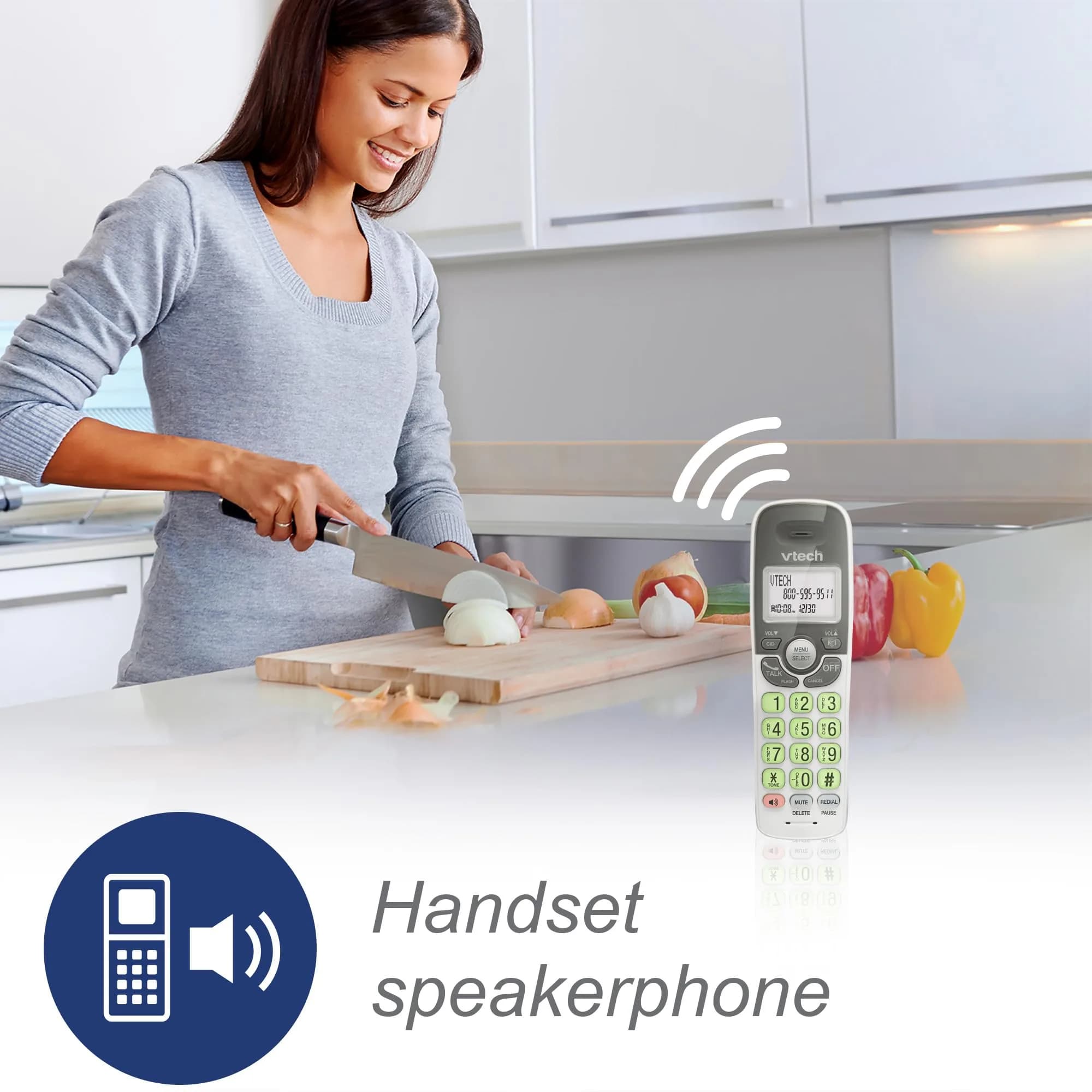 VTech VG131 Cordless Phone with DECT 6.0, Full-Duplex Speakerphone, Lighted Display, Backlit Keypad, Caller ID, Wall Mount | 10.7 cm (4.2 in) Width - view 5