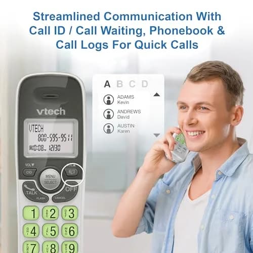 VTech VG131 Cordless Phone with DECT 6.0, Full-Duplex Speakerphone, Lighted Display, Backlit Keypad, Caller ID, Wall Mount | 10.7 cm (4.2 in) Width thumbnail 6
