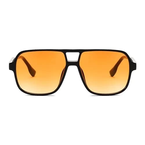 FEISEDY Retro Square Aviator Sunglasses Women Men Oversized Shades 55MM | Classic 70s Double Bridge Design thumbnail 4
