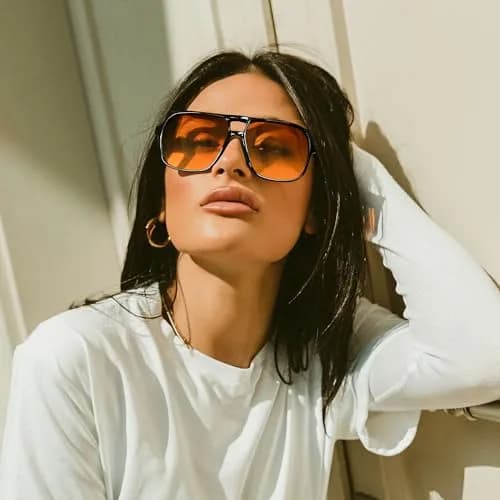FEISEDY Retro Square Aviator Sunglasses Women Men Oversized Shades 55MM | Classic 70s Double Bridge Design thumbnail 2