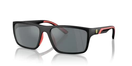 Scuderia Ferrari FZ6003U Sunglasses, Black Matte/Grey Mirrored, 59 mm | Sporty Oversized Rectangular Frame with UV Protection thumbnail 2