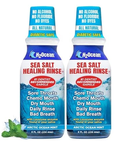 H2Ocean Healing Rinse Natural Sea Salt Whitening Mouthwash 8 oz | Alcohol & Fluoride-Free Arctic Mint thumbnail 1