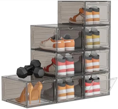 HOMIDEC Shoe Storage 8 Pack Clear Plastic Shoe Box | Large Capacity & Stackable Design thumbnail 1