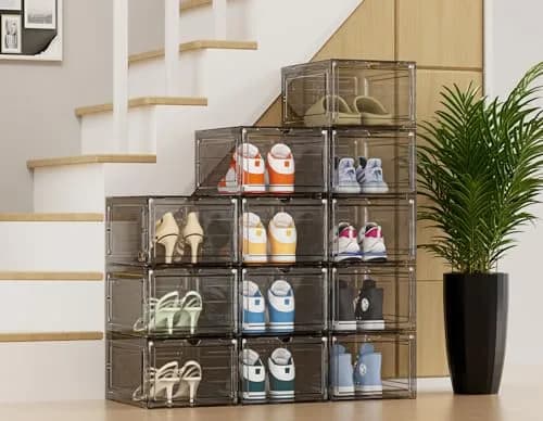 HOMIDEC Shoe Storage 8 Pack Clear Plastic Shoe Box | Large Capacity & Stackable Design thumbnail 2