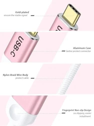 QGeeM USB C to HDMI Adapter, 4K Type C to HDMI Cable for Laptop Phone | Plug & Play, 30Hz, 4K@30Hz, Nylon Braided, Compact Design thumbnail 6